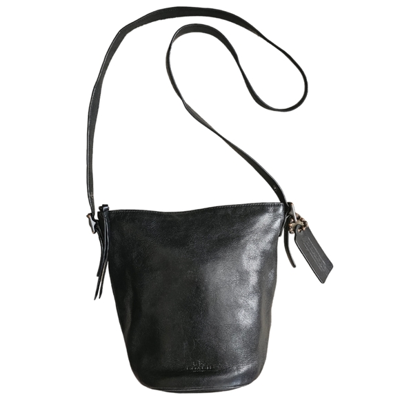 Coach Handbags - Vintage Coach Leather Legacy Bucket Bag Duffle Tote Black Soft Signature Lining.
